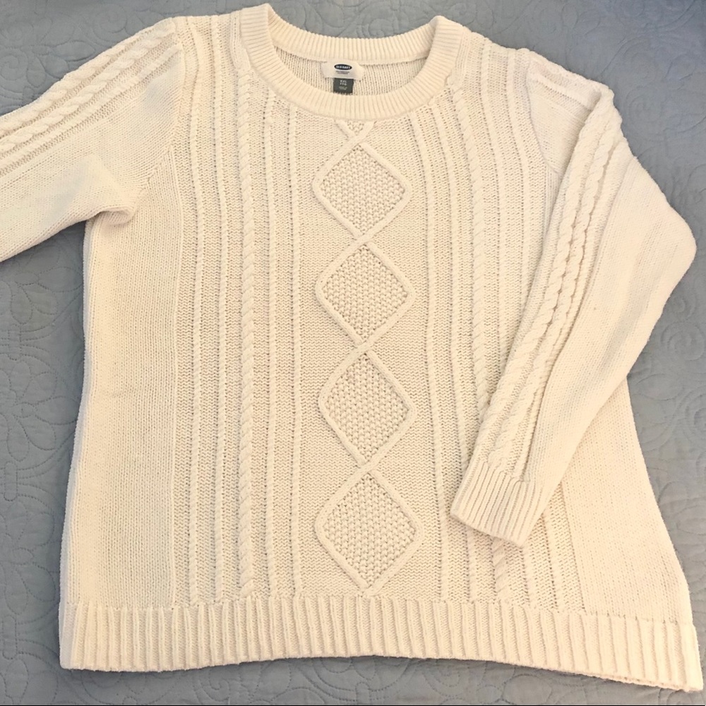 Classic white cable knit sweater